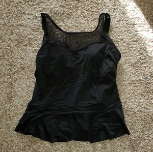 Swimsuits for All Size 12 Black Peplum Tankini Top